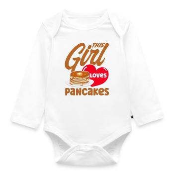 Pancakes Day Breakfast Pancakes Pancakes Pancakes - Organic Longsleeve Baby Bodysuit - white - Front