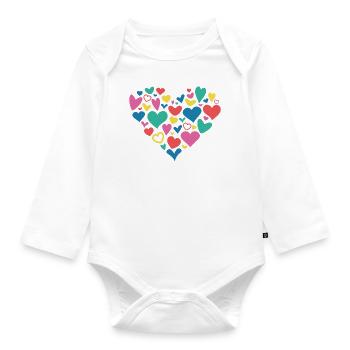 Multi Colour Heart of Hearts - Organic Longsleeve Baby Bodysuit - white - Front