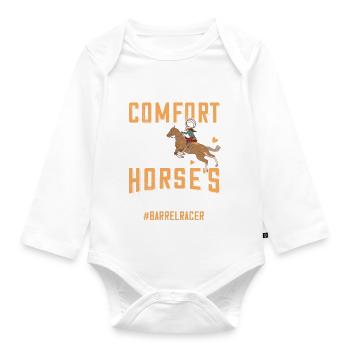 Mon siège confort est le dos de mon cheval - - Body Bébé bio manches longues - blanc - Devant