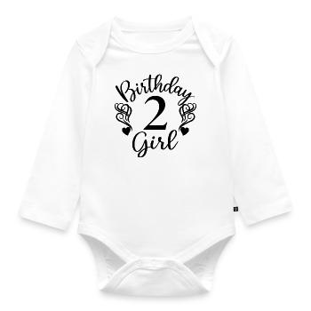 2ème anniversaire fille, 2 ans cadeau pour les enfants - Body Bébé bio manches longues - blanc - Devant