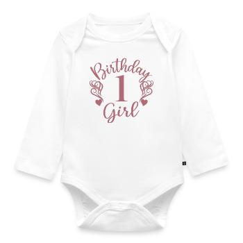 1. Geburtstag Mädchen, 1 Jahr altes Geschenk für Kinder - Baby Bio-Langarm-Body - Weiß - Vorne