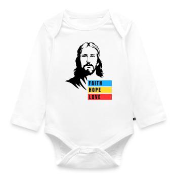 FAITH HOPE LOVE - Organic Longsleeve Baby Bodysuit - white - Front