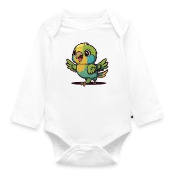 Kawaii Papagai, for crazy birds - Organic Longsleeve Baby Bodysuit - white - Front