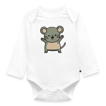 Kawaii mouse, for cute mice - Organic Longsleeve Baby Bodysuit - white - Front