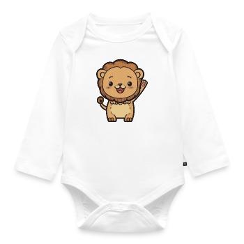 Kawaii Lion, for strong personalities - Organic Longsleeve Baby Bodysuit - white - Front