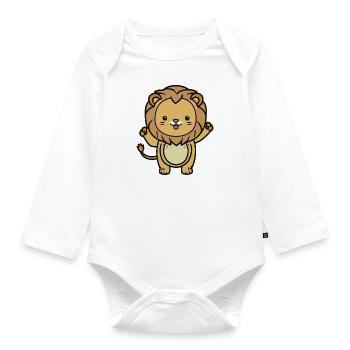 Kawaii Lion, for strong personalities - Organic Longsleeve Baby Bodysuit - white - Front
