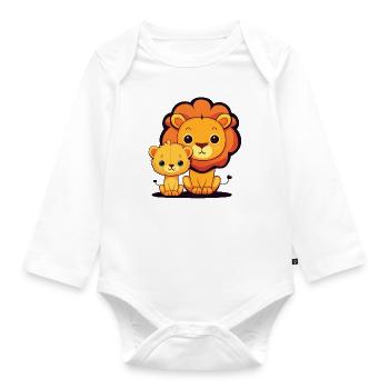 Kleiner Bruder Großer Bruder Löwen Brüder Löwe - Baby Bio-Langarm-Body - Weiß - Vorne