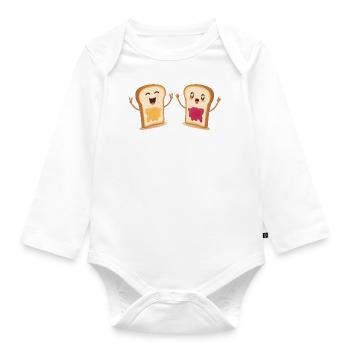 Toast (kawaii, joie) - Body Bébé bio manches longues - blanc - Devant