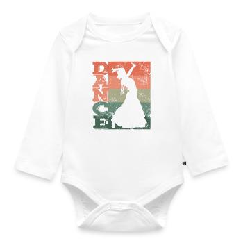 Flamenco woman with flamenco dress - Organic Longsleeve Baby Bodysuit - white - Front