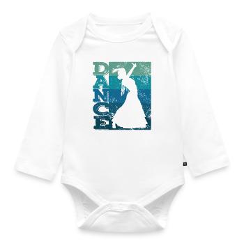 Flamenco woman with flamenco dress - Organic Longsleeve Baby Bodysuit - white - Front