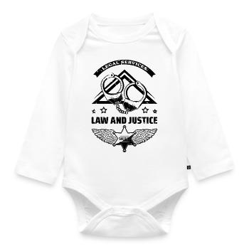 Law And Justice a - Organic Longsleeve Baby Bodysuit - white - Front