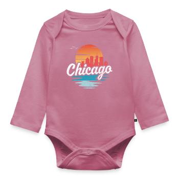 Chicago - Body Bébé bio manches longues - mauve - Devant