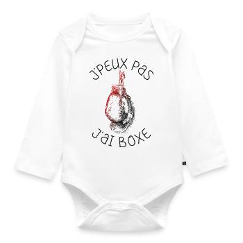 J'Peux Pas J'ai Boxe Humour Cadeau | Boxe Boxeuse - Body Bébé bio manches longues - blanc - Devant