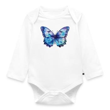 Blue butterfly - Organic Longsleeve Baby Bodysuit - white - Front