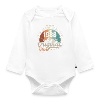 Juni 1986 Retro Vintage Geburtstagsgeschenk 1986 - Baby Bio-Langarm-Body - Weiß - Vorne
