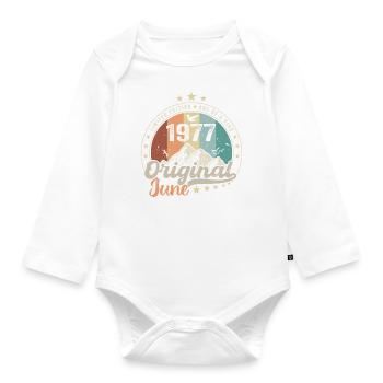 Juin 1977 Retro Vintage Cadeau d’anniversaire 1977 - Body Bébé bio manches longues - blanc - Devant