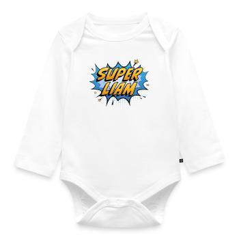 Super Liam - Baby Bio-Langarm-Body - Weiß - Vorne