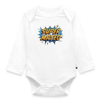 Super Mateo - Baby Bio-Langarm-Body - Weiß - Vorne
