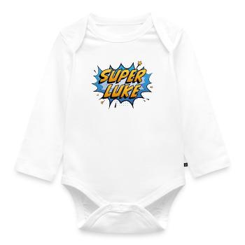 Super Luke - Organic Longsleeve Baby Bodysuit - white - Front