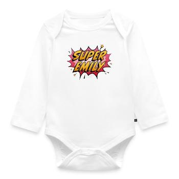 Super Emily - Organic Longsleeve Baby Bodysuit - white - Front
