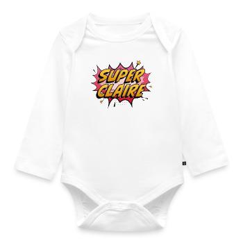 Super Claire - Body Bébé bio manches longues - blanc - Devant