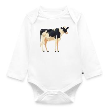 Vache debout - conception simple - Body Bébé bio manches longues - blanc - Devant