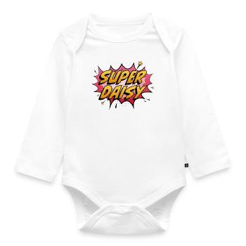 Super Daisy - Organic Longsleeve Baby Bodysuit - white - Front