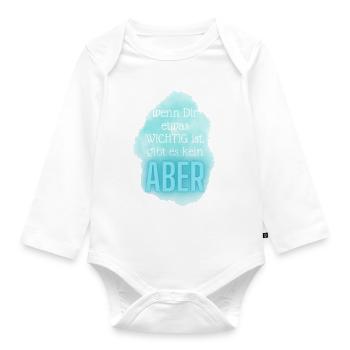 POSITIVE EINSTELLUNG MINDSET Motivation - Baby Bio-Langarm-Body - Weiß - Vorne