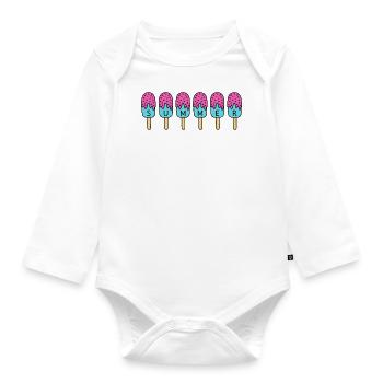Summer - Eis essen - pink - Sommer - Hitze - Eis - Baby Bio-Langarm-Body - Weiß - Vorne