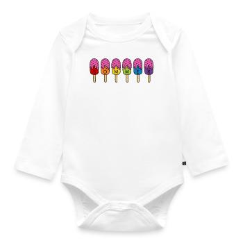 Sommer Eis essen Regenbogen bunt pink Eis - Baby Bio-Langarm-Body - Weiß - Vorne