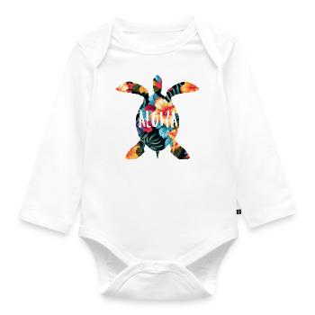 Hawaii Aloha Turtle Holiday Gift Party - Organic Longsleeve Baby Bodysuit - white - Front