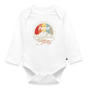 1984 Juli - Geburtstagsgeschenk 1984 Juli - Baby Bio-Langarm-Body - Weiß - Vorne