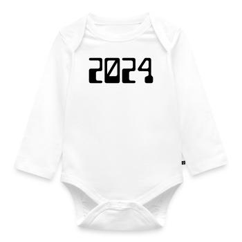 2024 - Année - Réveillon du Nouvel An - Body Bébé bio manches longues - blanc - Devant