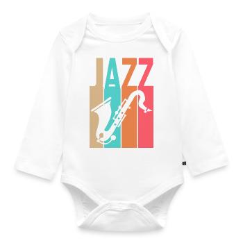 Jazzmusik - Saxophonist - Baby Bio-Langarm-Body - Weiß - Vorne