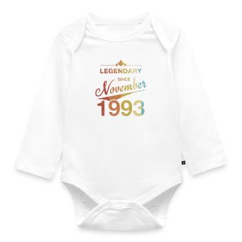 30th Birthday Legendary November 1993 Volume 93 - Organic Longsleeve Baby Bodysuit - white - Front