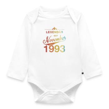 30th Birthday Legendary November 1993 Volume 93 - Organic Longsleeve Baby Bodysuit - white - Front
