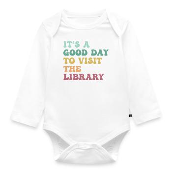 Es ist ein guter Tag, um die Bibliothek zu besuchen Bücherliebhaber - Baby Bio-Langarm-Body - Weiß - Vorne