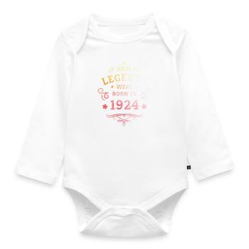 100. Geburtstag Echte Legenden sind Jahrgang 1924 - Baby Bio-Langarm-Body - Weiß - Vorne