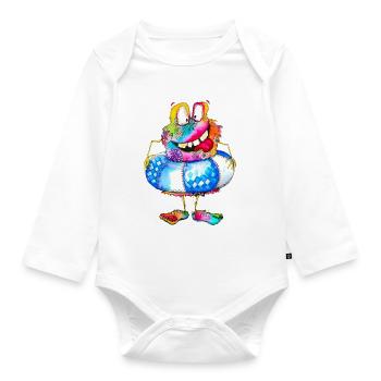 Monster Hannes - Organic Longsleeve Baby Bodysuit - white - Front