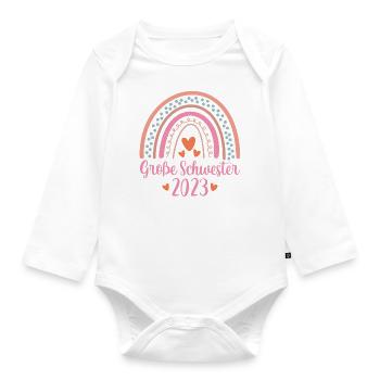 Große Schwester 2023 - Baby Bio-Langarm-Body - Weiß - Vorne