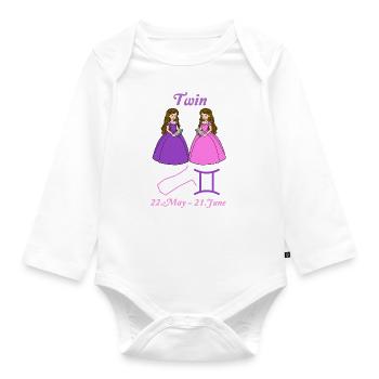 Zodiac sign Gemini, Princess, Constellation - Organic Longsleeve Baby Bodysuit - white - Front