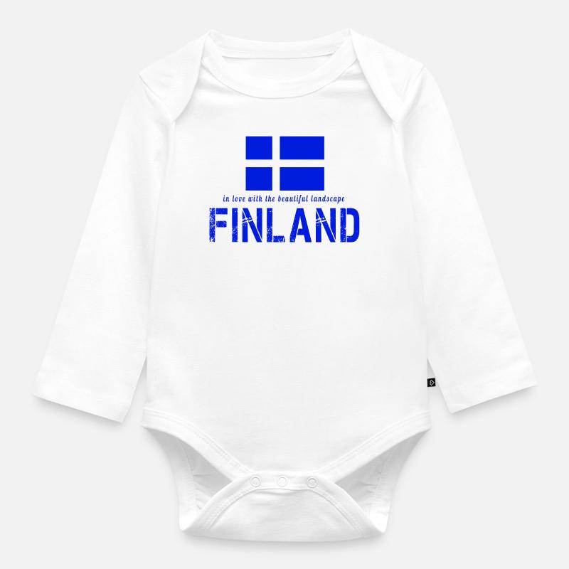 Finlande Finlande Suomi - Body Bébé bio manches longues - blanc