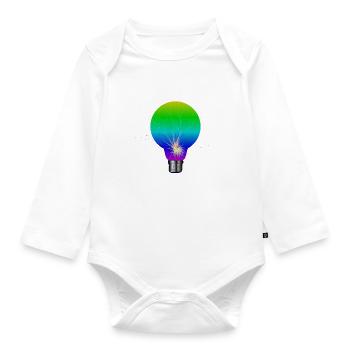 Glühbirne - Lampe - Grafik - Leuchte - Baby Bio-Langarm-Body - Weiß - Vorne