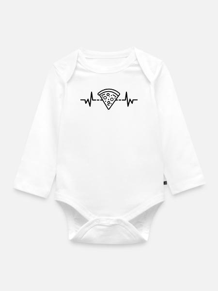 Pizza Heartbeat Pizza Herzschlag - Organic Longsleeve Baby Bodysuit - white