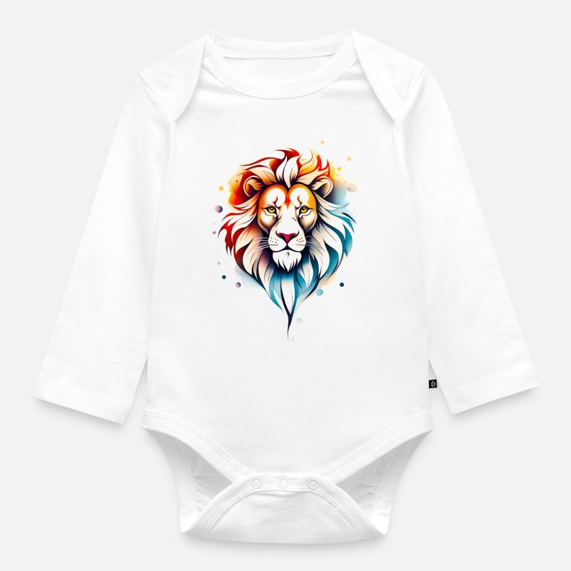 Löwe - Baby Bio-Langarm-Body - Weiß