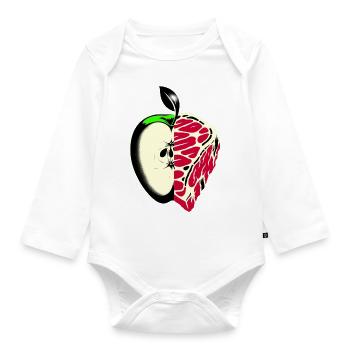 Obst statt Fleisch | Reduzierter Fleischkonsum - Baby Bio-Langarm-Body - Weiß - Vorne