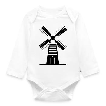 Windmill - Organic Longsleeve Baby Bodysuit - white - Front