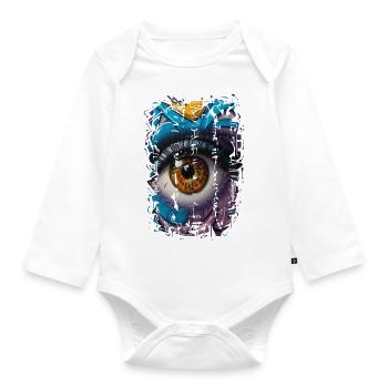 Graffiti Street Art Spray Vintage Schablone Retro - Baby Bio-Langarm-Body - Weiß - Vorne