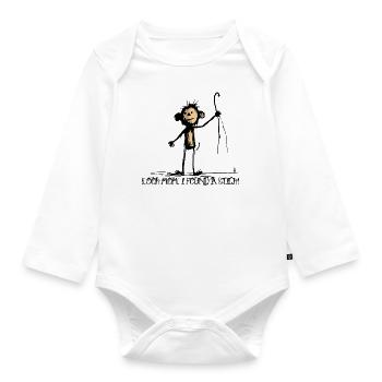 Affe fand einen Stock - Baby Bio-Langarm-Body - Weiß - Vorne
