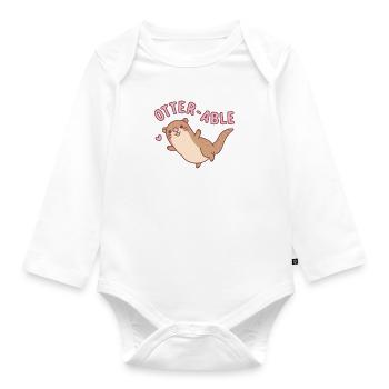 Cute Otter Otterable Pun - Organic Longsleeve Baby Bodysuit - white - Front